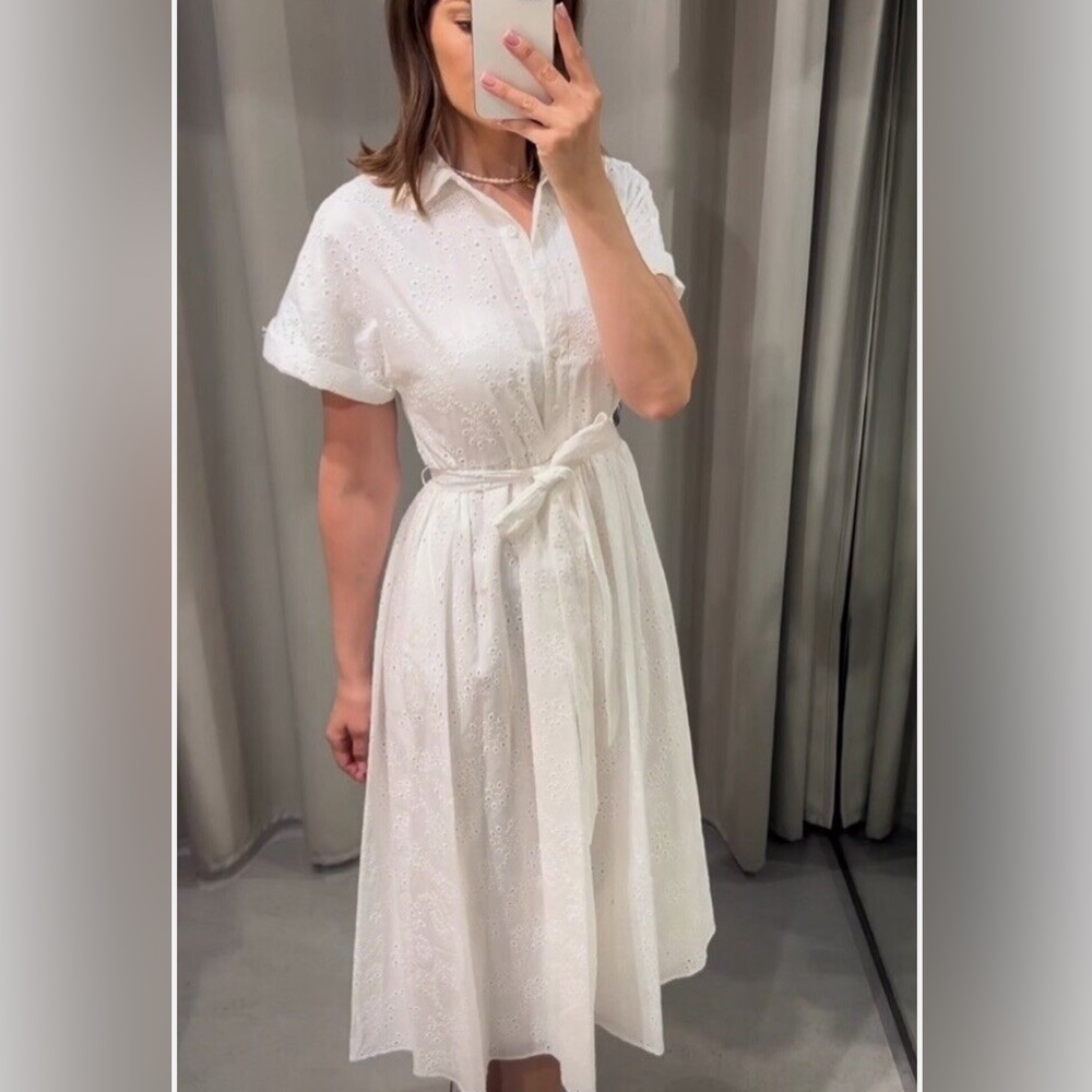 Zara White Eyelet Dress